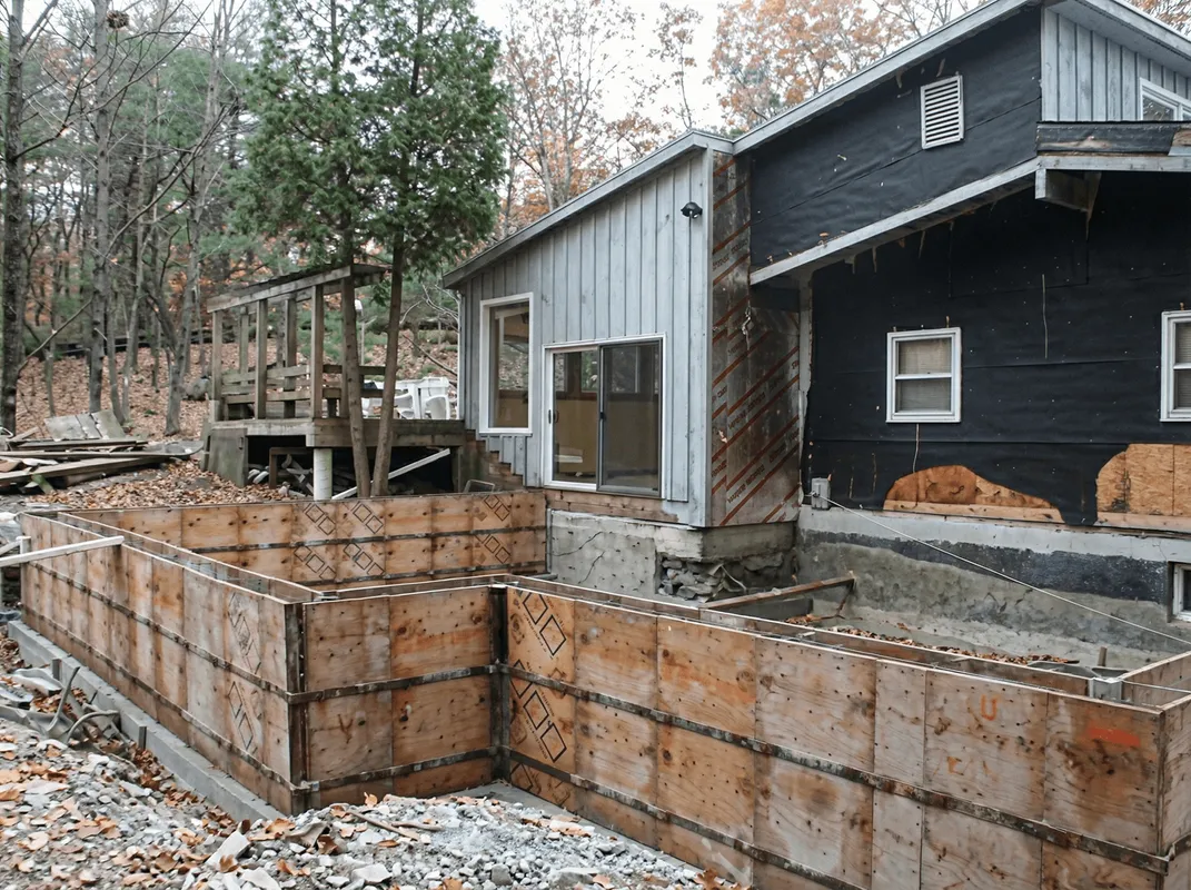 Prepared site with foundation forms for home remodeling and addition project in Dover, DE